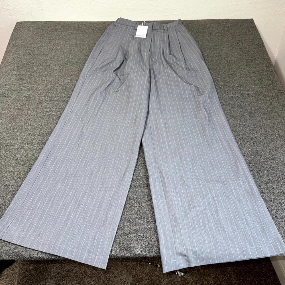 Walter Baker Kaiden Pants Womens Medium Heather Gray Pin Stripe Pleated Front